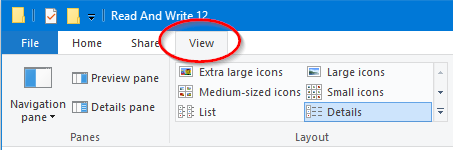Screenshot of windows file explorer option setting tab 'view'